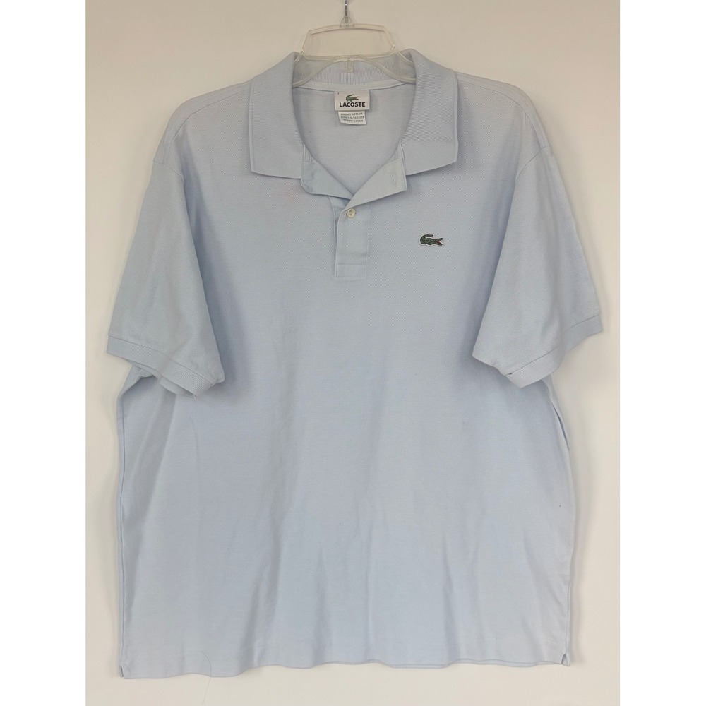 Lacoste Mens XL 7 Light Blue Short Sleeve Pique Polo Shirt Croc Logo 5191L